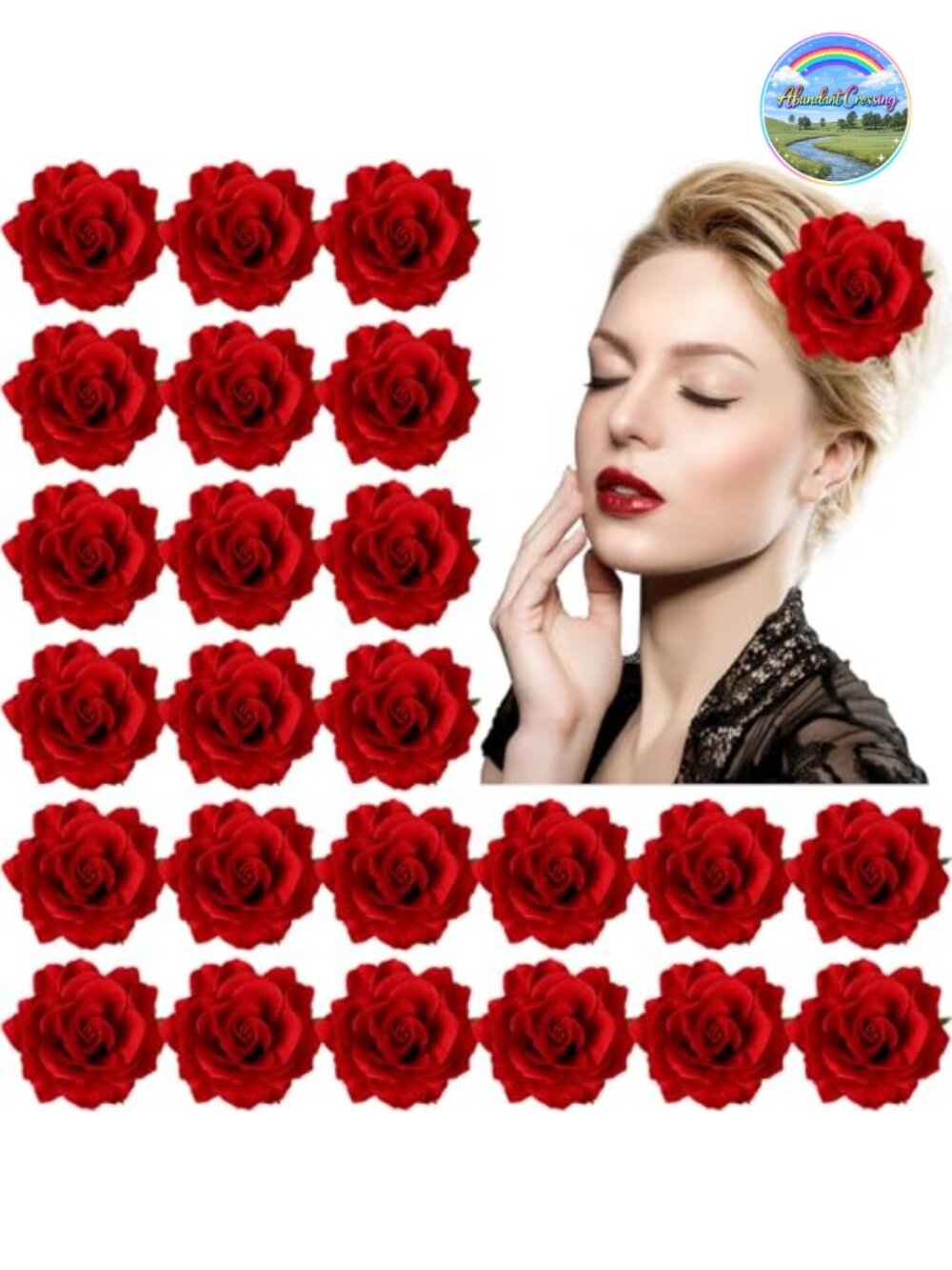 Waydress 30pc Rose Flower Hair Clips Brooch Pin Fabric Wedding Accessory